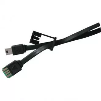 Logo USB kabel (2.0), USB A samec - miniUSB samec, 0.3m, černý, poutko na foťák, DOPRODEJ