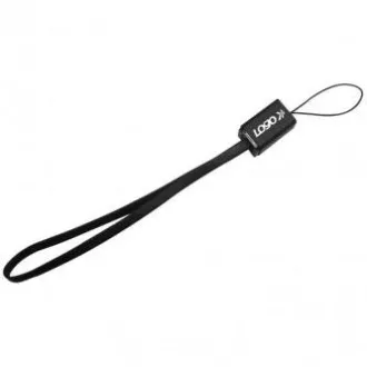 Logo USB kabel (2.0), USB A samec - miniUSB samec, 0.3m, černý, poutko na foťák, DOPRODEJ