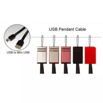 Logo USB kabel (2.0), USB A samec - miniUSB samec, 0.3m, černý, poutko na foťák, DOPRODEJ