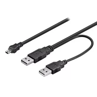 Logo USB kabel (2.0), 2x USB A samec - miniUSB samec, 0.6m, černý, blistr, DOPRODEJ Logo USB kabel (2.0), 2x USB A samec - miniUSB samec, 0.6m, černý, blistr, DOPRODEJ