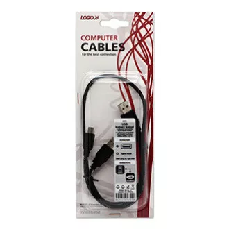 Logo USB kabel (2.0), 2x USB A samec - miniUSB samec, 0.6m, černý, blistr, DOPRODEJ Logo USB kabel (2.0), 2x USB A samec - miniUSB samec, 0.6m, černý, blistr, DOPRODEJ