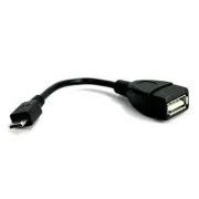 Logo USB kabel (2.0), microUSB samec - USB A samice, 0.15m, OTG, černý, DOPRODEJ