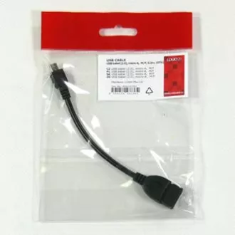 Logo USB kabel (2.0), microUSB samec - USB A samice, 0.15m, OTG, černý, DOPRODEJ Logo USB kabel (2.0), microUSB samec - USB A samice, 0.15m, OTG, černý, DOPRODEJ