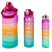 Motivační sportovní láhev 3v1, 2000 ml + 900 ml + 300 ml
