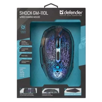 Defender Shock GM-110L Myš drátová, černá, 3200DPI Defender Shock GM-110L Myš drátová, černá, 3200DPI