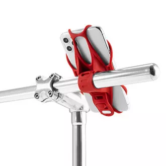 Držák mobilu Bone Bike Tie 3, na kolo, nastavitelná velikost, červený, 4.7-7.2", silikon, k připevnění na řídítka, červená