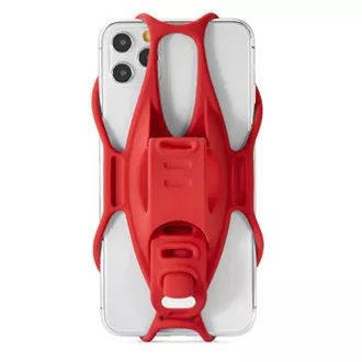 Držák mobilu Bone Bike Tie 3, na kolo, nastavitelná velikost, červený, 4.7-7.2", silikon, k připevnění na řídítka, červená