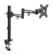 Polohovatelný držák pro monitor, černý, 10KG, svorka, 17"-30", otočný, 75x75/100x100