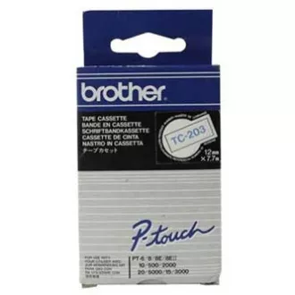 Brother originální páska do tiskárny štítků, Brother, TC-203, modrý tisk/bílý podklad, laminovaná, 7.7m, 12mm Brother originální páska do tiskárny štítků, Brother, TC-203, modrý tisk/bílý podklad, laminovaná, 7.7m, 12mm