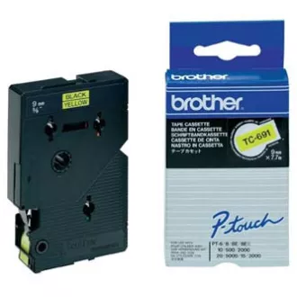 Brother originální páska do tiskárny štítků, Brother, TC-691, černý tisk/žlutý podklad, laminovaná, 7.7m, 9mm Brother originální páska do tiskárny štítků, Brother, TC-691, černý tisk/žlutý podklad, laminovaná, 7.7m, 9mm
