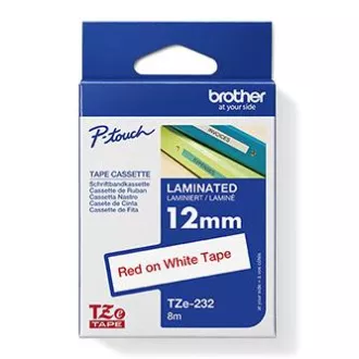 Brother originální páska do tiskárny štítků, Brother, TZE-232, červený tisk/bílý podklad, laminovaná, 8m, 12mm Brother originální páska do tiskárny štítků, Brother, TZE-232, červený tisk/bílý podklad, laminovaná, 8m, 12mm