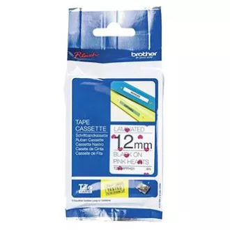 Brother originální páska do tiskárny štítků, Brother, TZE-MPPH31, černý tisk/bílý podklad, 4m, 12mm, růžová srdce na pozadí Brother originální páska do tiskárny štítků, Brother, TZE-MPPH31, černý tisk/bílý podklad, 4m, 12mm, růžová srdce na pozadí