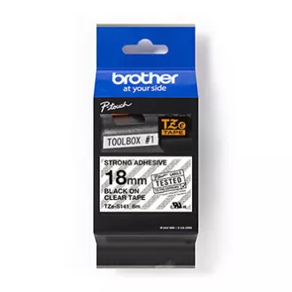 Brother originální páska do tiskárny štítků, Brother, TZE-S141, černý tisk/průsvitný podklad, laminovaná, 8m, 18mm, extrémně adhez Brother originální páska do tiskárny štítků, Brother, TZE-S141, černý tisk/průsvitný podklad, laminovaná, 8m, 18mm, extrémně adhez