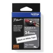 Brother originální páska do tiskárny štítků, Brother, TZE-FX251, černý tisk/bílý podklad, laminovaná, 8m, 24mm, flexibilní