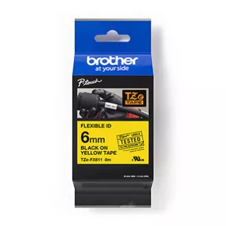 Brother originální páska do tiskárny štítků, Brother, TZE-FX611, černý tisk/žlutý podklad, laminovaná, 8m, 6mm, flexibilní Brother originální páska do tiskárny štítků, Brother, TZE-FX611, černý tisk/žlutý podklad, laminovaná, 8m, 6mm, flexibilní