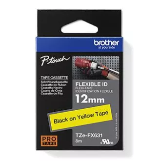 Brother originální páska do tiskárny štítků, Brother, TZE-FX631, černý tisk/žlutý podklad, laminovaná, 8m, 12mm, flexibilní Brother originální páska do tiskárny štítků, Brother, TZE-FX631, černý tisk/žlutý podklad, laminovaná, 8m, 12mm, flexibilní