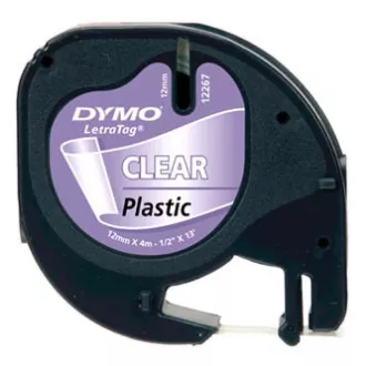 Dymo originální páska do tiskárny štítků, Dymo, 12267, S0721530, černý tisk/průhledný podklad, 4m, 12mm, LetraTag plastová páska Dymo originální páska do tiskárny štítků, Dymo, 12267, S0721530, černý tisk/průhledný podklad, 4m, 12mm, LetraTag plastová páska