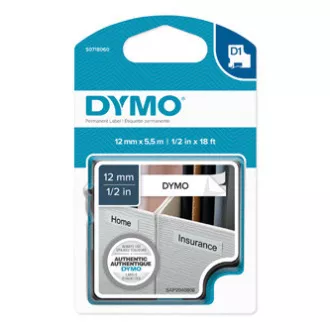 Dymo originální páska do tiskárny štítků, Dymo, 16959, S0718060, černý tisk/bílý podklad, 5.5m, 12mm, D1, speciální - permanentní Dymo originální páska do tiskárny štítků, Dymo, 16959, S0718060, černý tisk/bílý podklad, 5.5m, 12mm, D1, speciální - permanentní