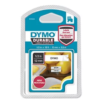 Dymo originální páska do tiskárny štítků, Dymo, 1978364, černý tisk/bílý podklad, 5.5m, 12mm, D1, permanentní vinylová Dymo originální páska do tiskárny štítků, Dymo, 1978364, černý tisk/bílý podklad, 5.5m, 12mm, D1, permanentní vinylová