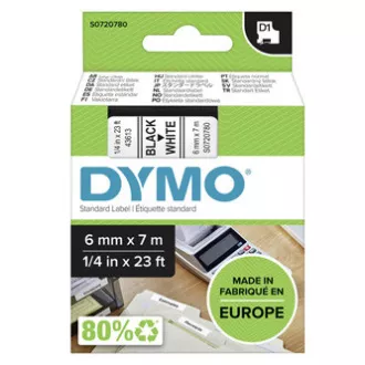 Dymo originální páska do tiskárny štítků, Dymo, 43613, S0720780, černý tisk/bílý podklad, 7m, 6mm, D1 Dymo originální páska do tiskárny štítků, Dymo, 43613, S0720780, černý tisk/bílý podklad, 7m, 6mm, D1