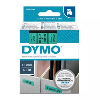 Dymo originální páska do tiskárny štítků, Dymo, 45019, S0720590, černý tisk/zelený podklad, 7m, 12mm, D1 Dymo originální páska do tiskárny štítků, Dymo, 45019, S0720590, černý tisk/zelený podklad, 7m, 12mm, D1