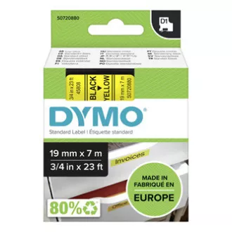 Dymo originální páska do tiskárny štítků, Dymo, 45808, S0720880, černý tisk/žlutý podklad, 7m, 19mm, D1 Dymo originální páska do tiskárny štítků, Dymo, 45808, S0720880, černý tisk/žlutý podklad, 7m, 19mm, D1