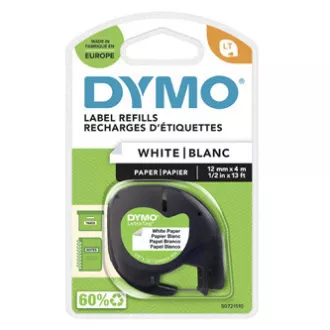 Dymo originální páska do tiskárny štítků, Dymo, 59421, S0721510, černý tisk/bílý podklad, 4m, 12mm, LetraTag papírová páska Dymo originální páska do tiskárny štítků, Dymo, 59421, S0721510, černý tisk/bílý podklad, 4m, 12mm, LetraTag papírová páska