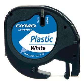 Dymo originální páska do tiskárny štítků, Dymo, 91221, S0721660, černý tisk/bílý podklad, 4m, 12mm, LetraTag plastová páska Dymo originální páska do tiskárny štítků, Dymo, 91221, S0721660, černý tisk/bílý podklad, 4m, 12mm, LetraTag plastová páska