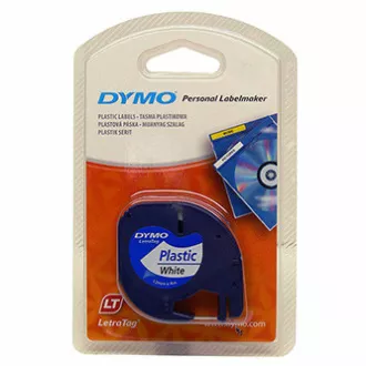Dymo originální páska do tiskárny štítků, Dymo, 91221, S0721660, černý tisk/bílý podklad, 4m, 12mm, LetraTag plastová páska Dymo originální páska do tiskárny štítků, Dymo, 91221, S0721660, černý tisk/bílý podklad, 4m, 12mm, LetraTag plastová páska