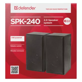 Defender reproduktory SPK 240, 2.0, 2x3W, černé, regulace hlasitosti, dřevěné, 100Hz~18kHz Defender reproduktory SPK 240, 2.0, 2x3W, černé, regulace hlasitosti, dřevěné, 100Hz~18kHz