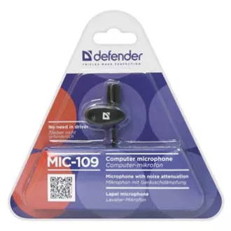Defender, připínací mikrofon, MIC-109, bez regulace hlasitosti, černý, handsfree Defender, připínací mikrofon, MIC-109, bez regulace hlasitosti, černý, handsfree