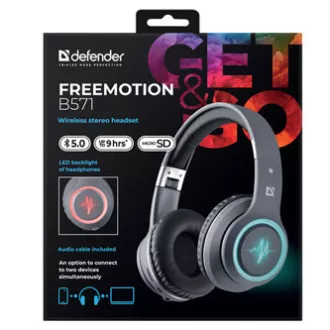 Defender FreeMotion B571 sluchátka s mikrofonem, bezdrátová, šedá, 2.0, 40 mm měniče typ micro-USB Defender FreeMotion B571 sluchátka s mikrofonem, bezdrátová, šedá, 2.0, 40 mm měniče typ micro-USB