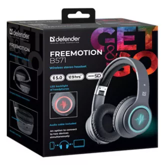 Defender FreeMotion B571 sluchátka s mikrofonem, bezdrátová, šedá, 2.0, 40 mm měniče typ micro-USB Defender FreeMotion B571 sluchátka s mikrofonem, bezdrátová, šedá, 2.0, 40 mm měniče typ micro-USB