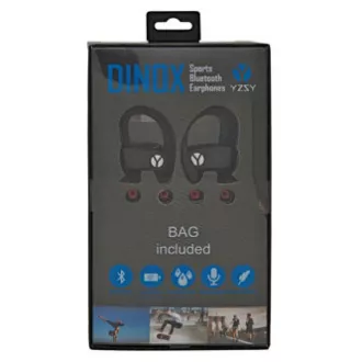 YZSY DINOX sluchátka s mikrofonem, bezdrátová, černá, bluetooth