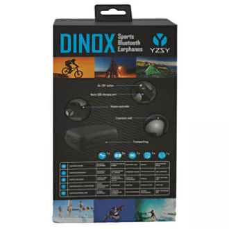 YZSY DINOX sluchátka s mikrofonem, bezdrátová, černá, bluetooth