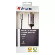 USB (3.1) hub 1-port, 49144, šedá, délka kabelu 1,5m, Verbatim, adaptér USB C na HDMI