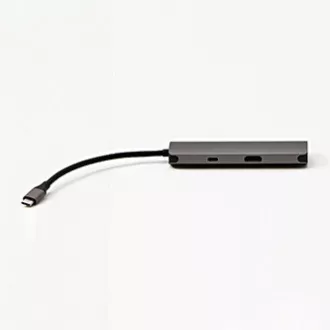 USB 3.1 Type-C Dokovací stanice šedá, All New, HDMI, RJ45, microSD, USB C (PD), 2x USB3.0