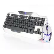 E-blue Auroza sada klávesnice drátová (USB) US, bílá s optickou herní myší, herní